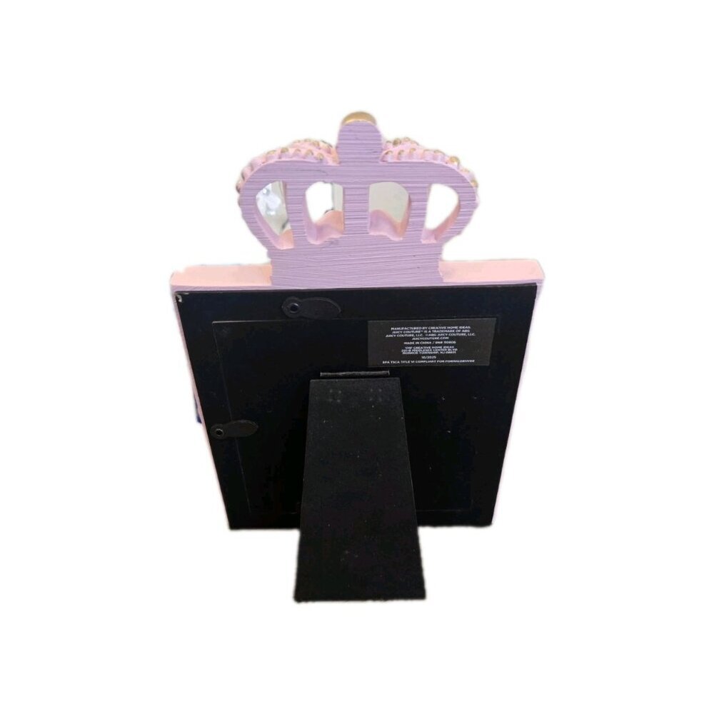 New Baby Pink / Gold Juicy Couture Crown Hollywood Regency Picture Frame 4x4 - Picture 2 of 2